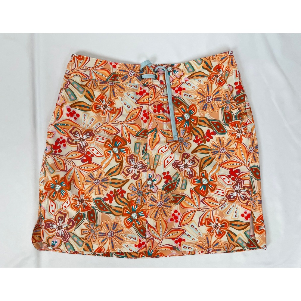 RipSkirt Hawaii Women Medium Orange Pullon Sport Skirt Drawstring Pockets